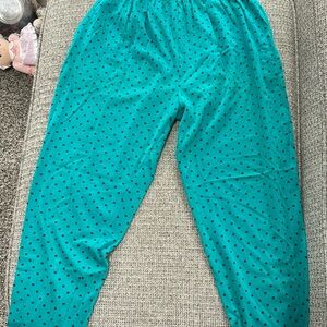 Vintage Michelle Stuart Teal Polka Dot Pants